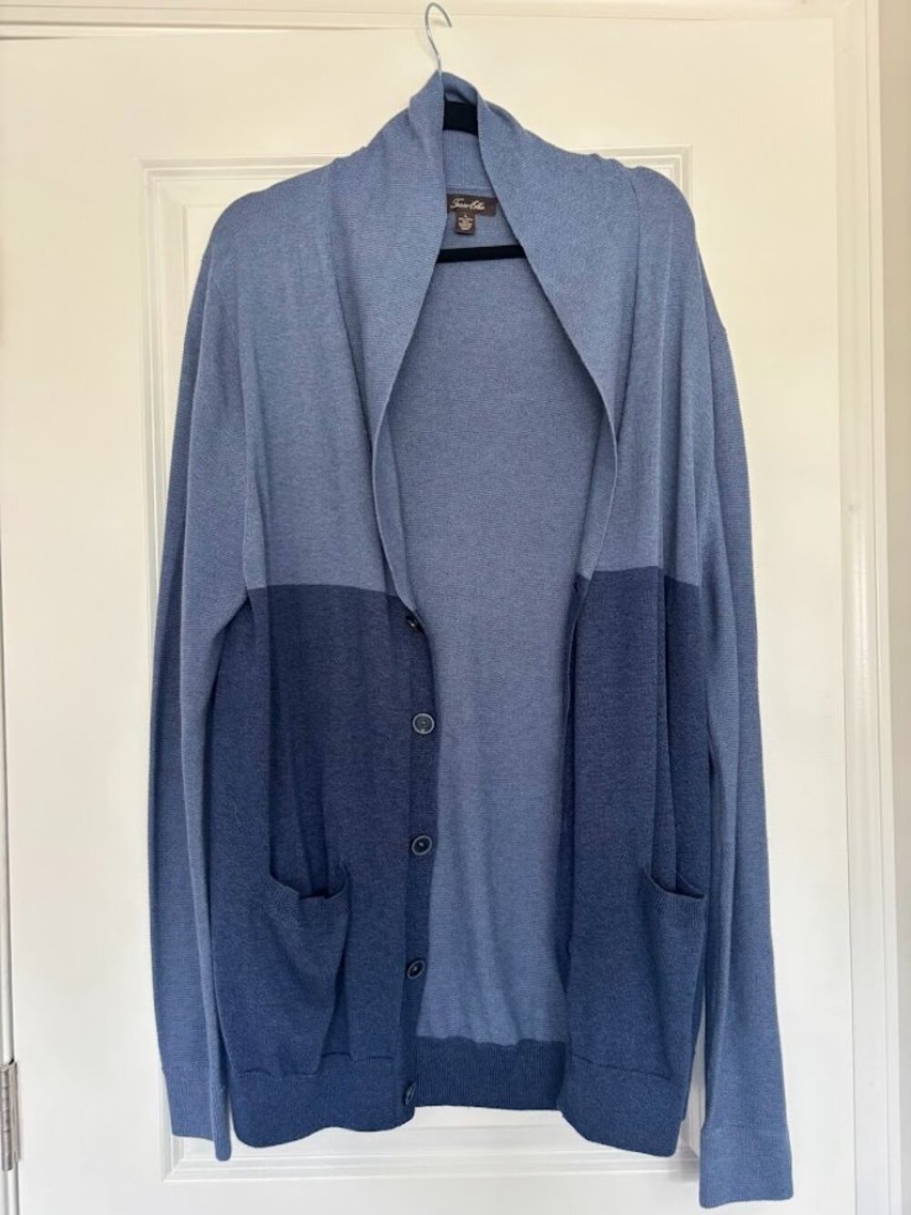 Tasso Elba Blue Striped Cardigan Size L Lightweight Sweater